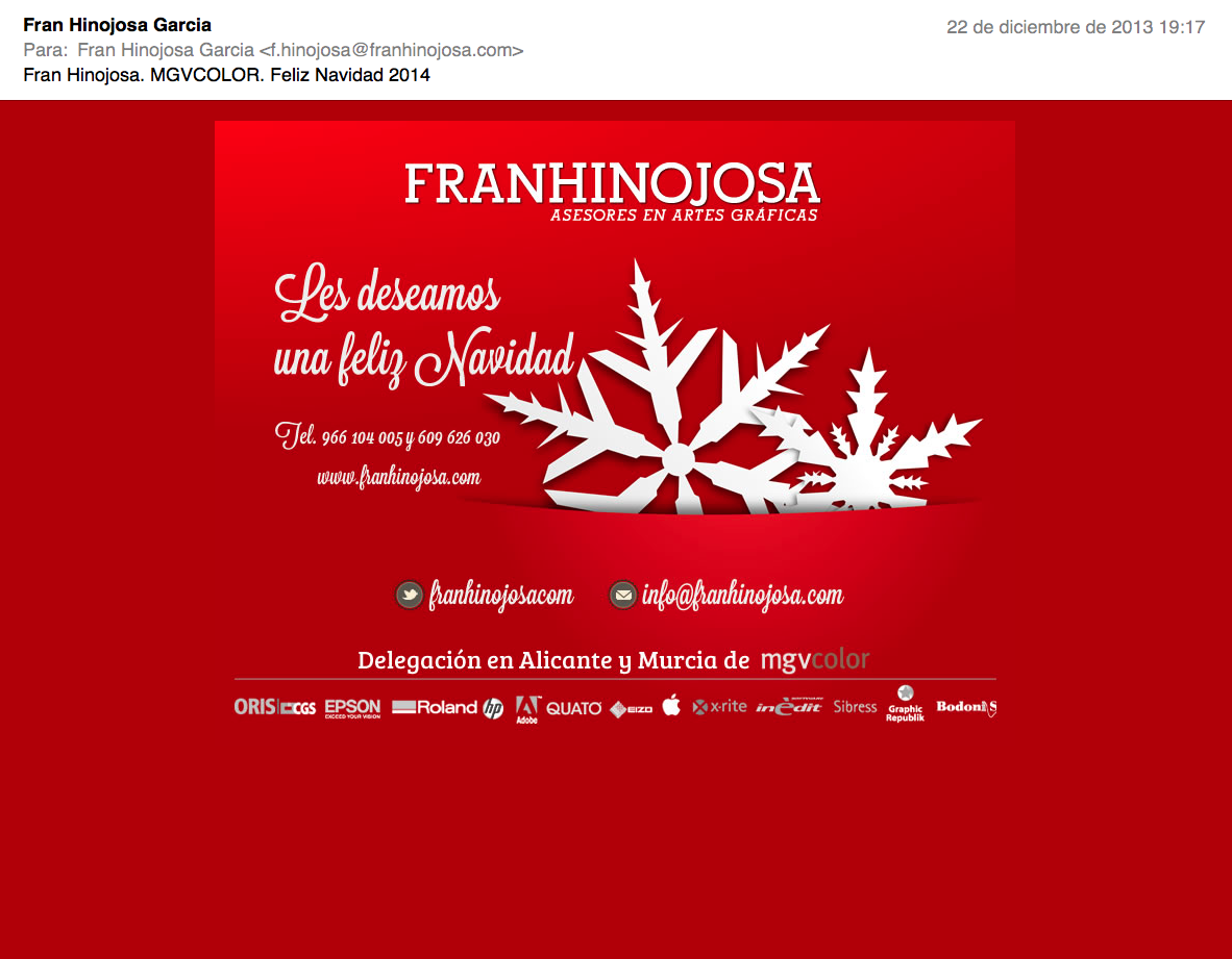 Felicitación email Fran Hinojosa
